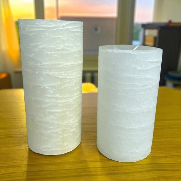 Set of 2 PartyLite GloLite Candles Sea Salt & Driftwood NIB 6” & 5” - Picture 1 of 6